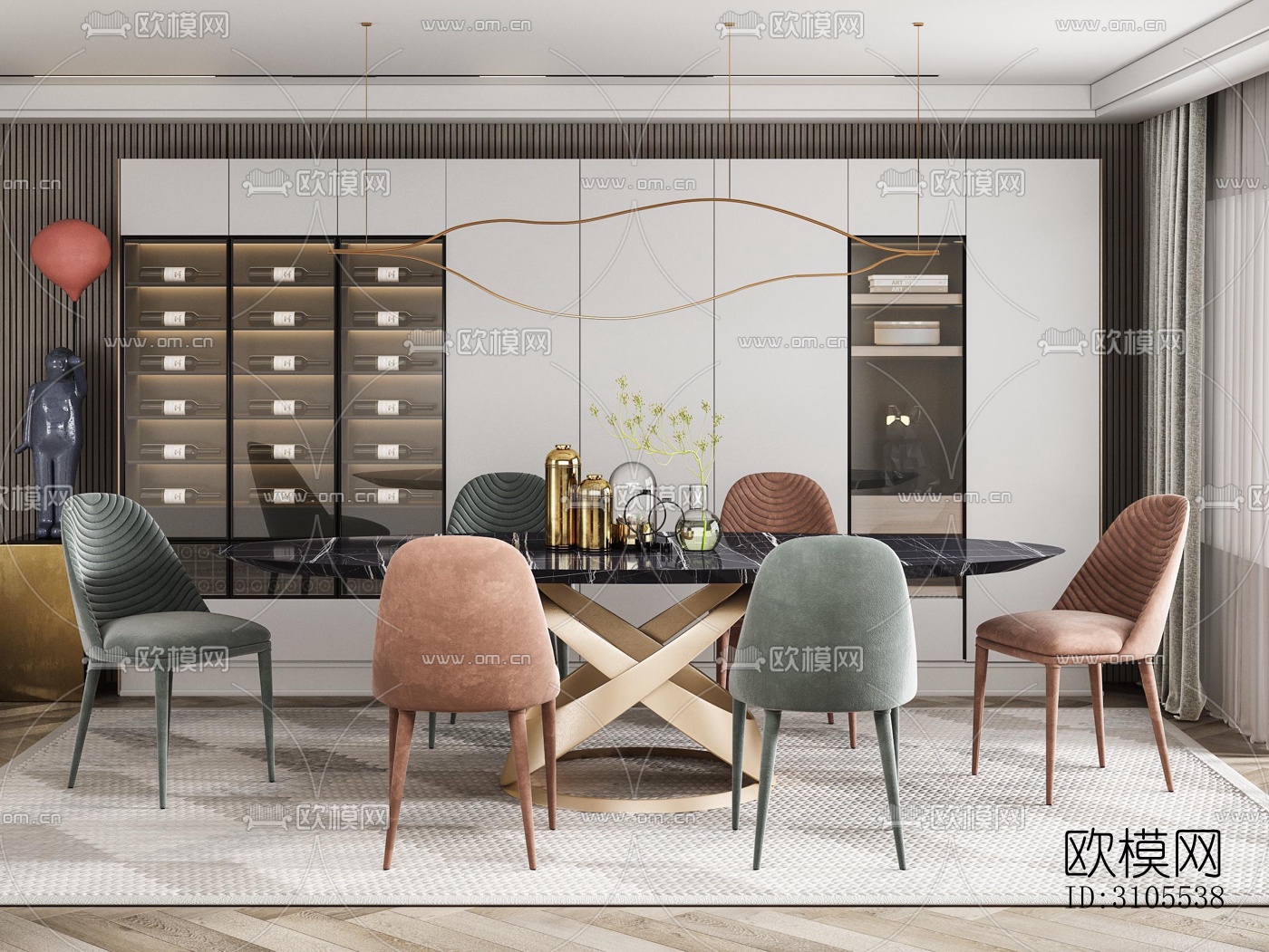现代餐厅效果图下载（渲染图4）