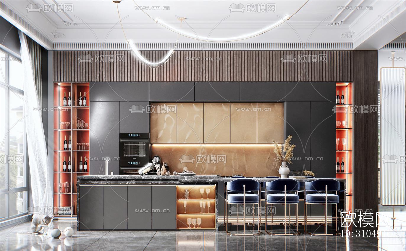 欧式厨房效果图下载（渲染图5）