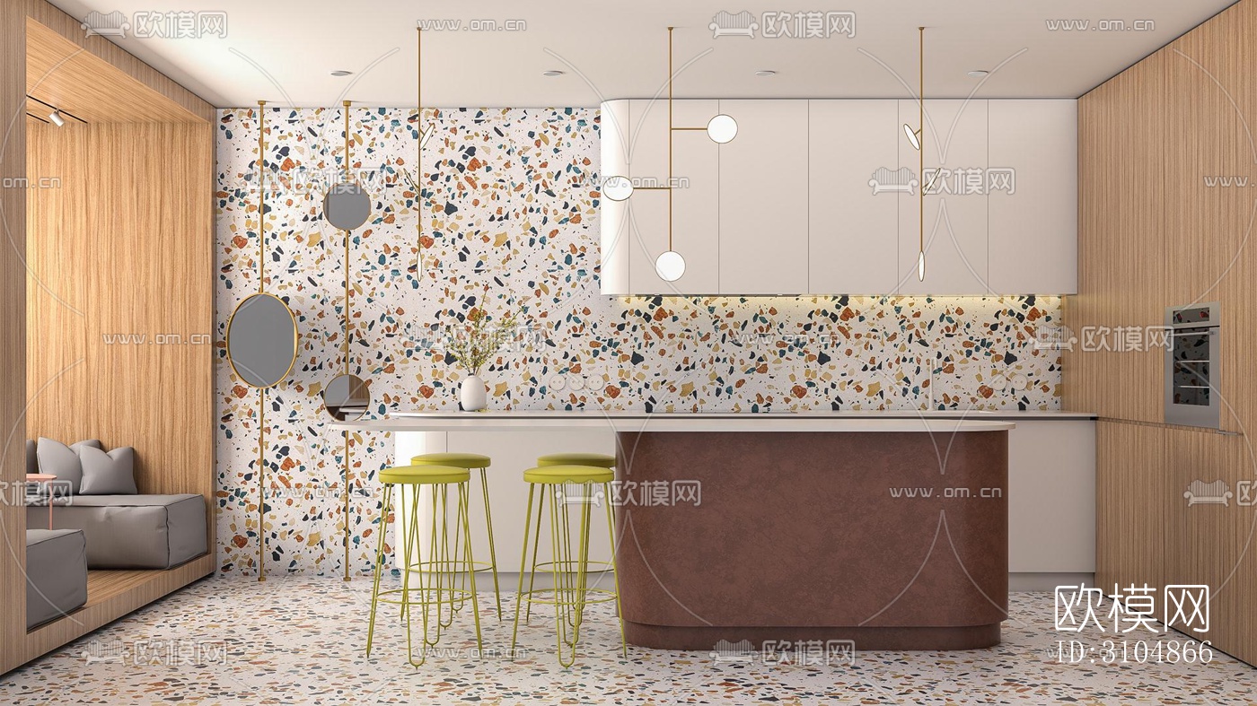 北欧厨房效果图下载（渲染图5）