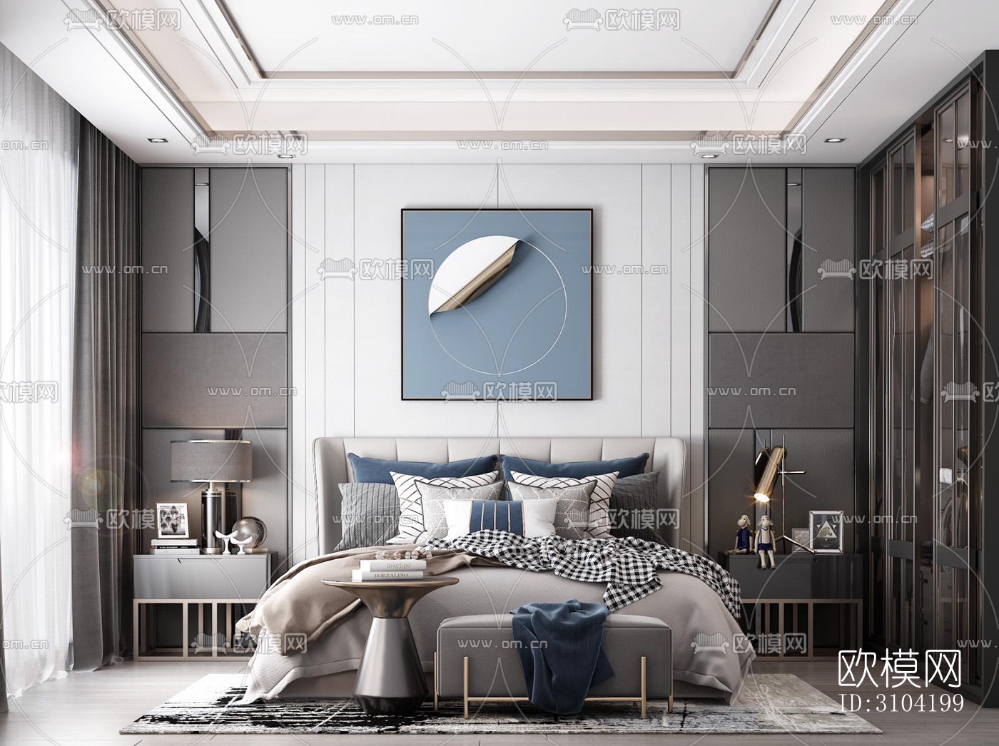 欧式卧室效果图下载（渲染图5）