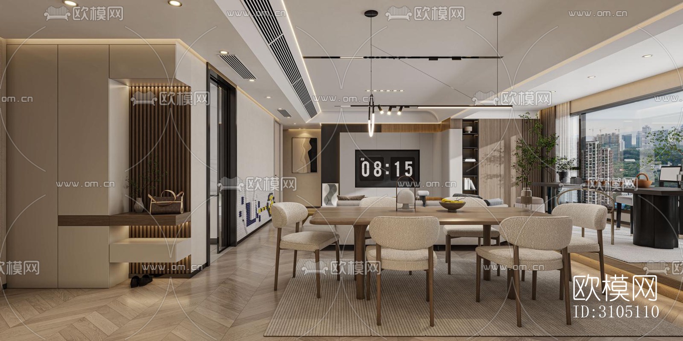 现代平层效果图下载（渲染图2）