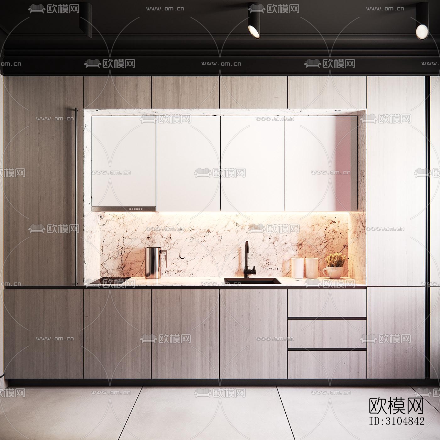 北欧厨房效果图下载（渲染图1）