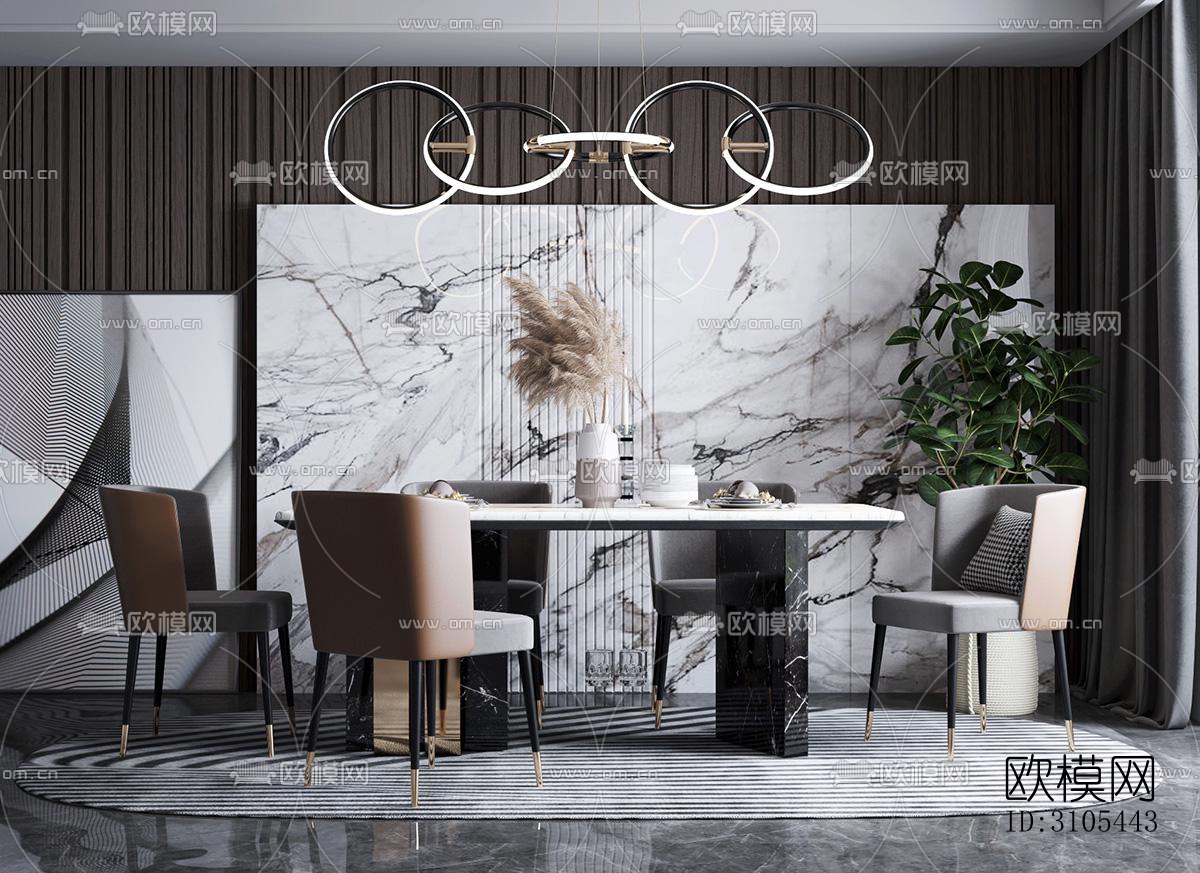 现代餐厅效果图下载（渲染图3）