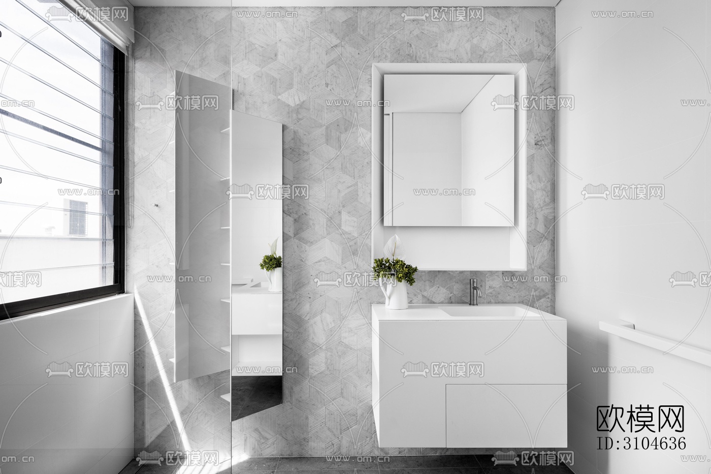 现代卫生间效果图下载（渲染图1）