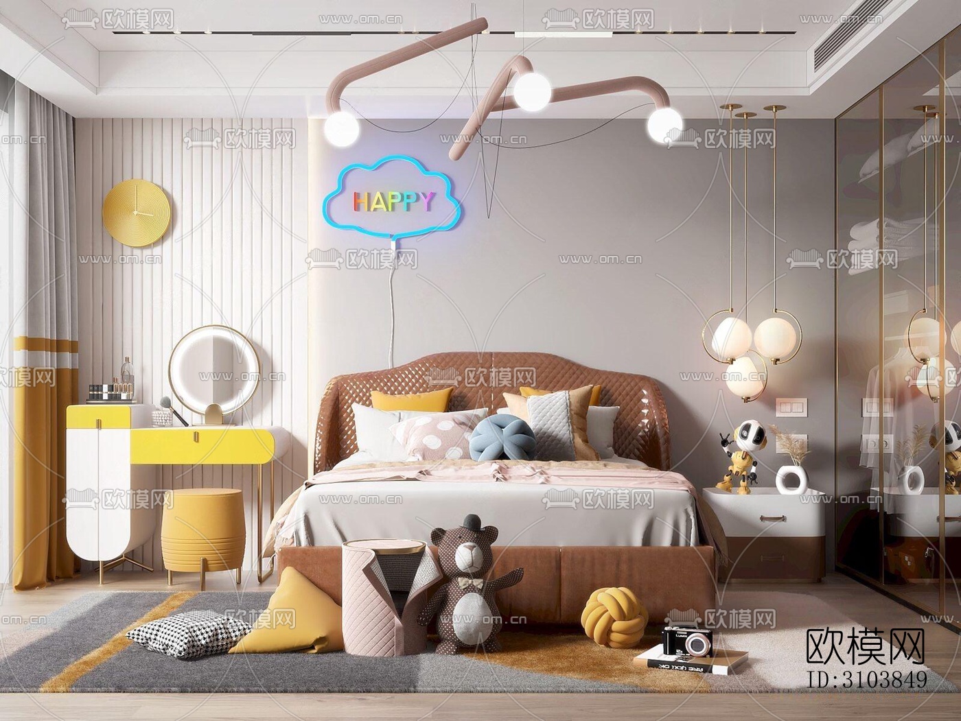 北欧儿童房效果图下载（渲染图4）