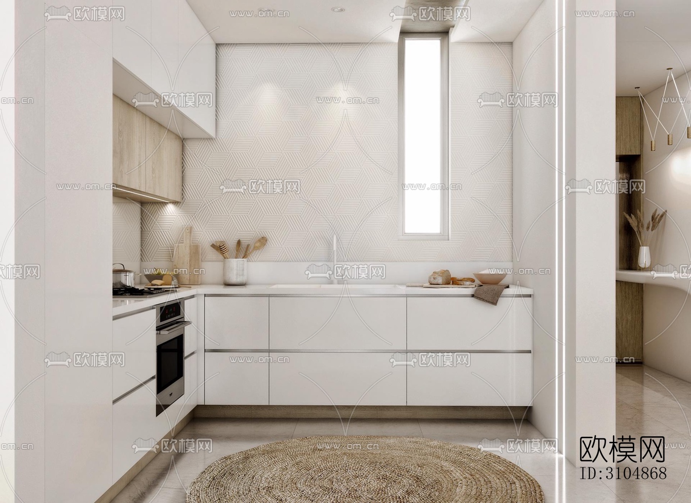 北欧厨房效果图下载（渲染图1）