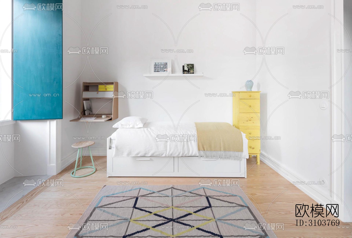 北欧儿童房效果图下载（渲染图1）