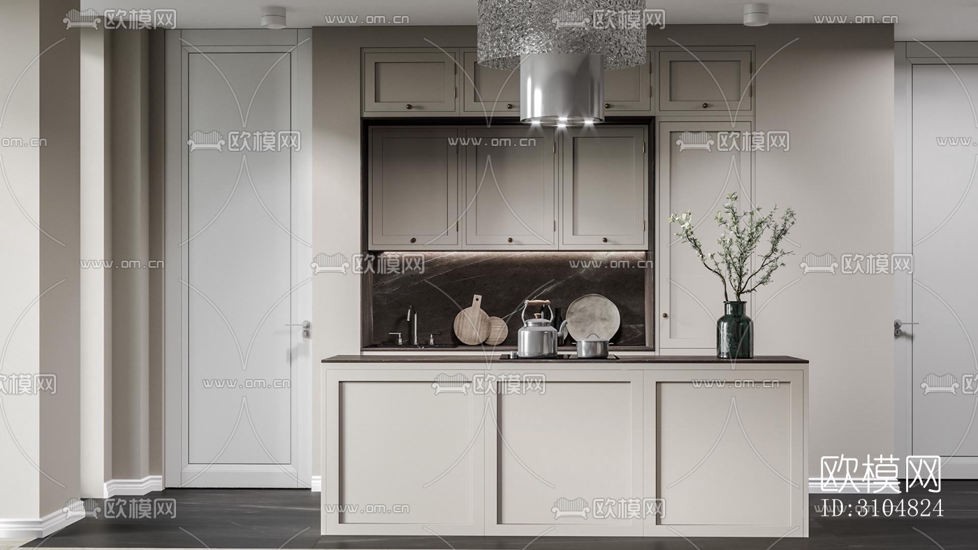 北欧厨房效果图下载（渲染图3）