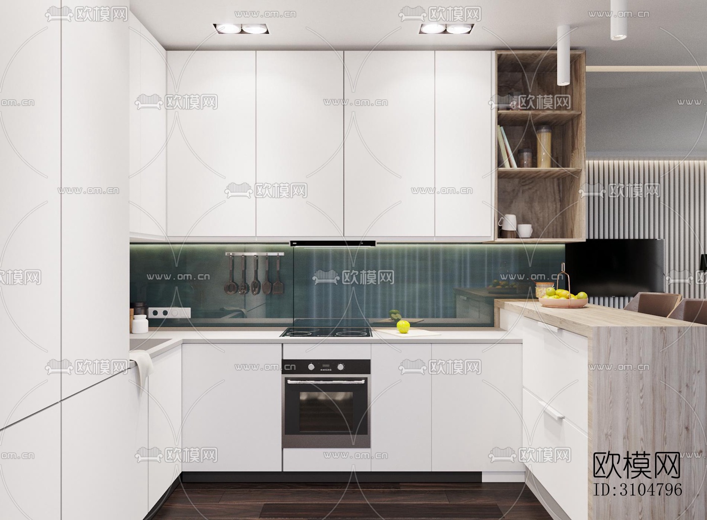 北欧厨房效果图下载（渲染图5）