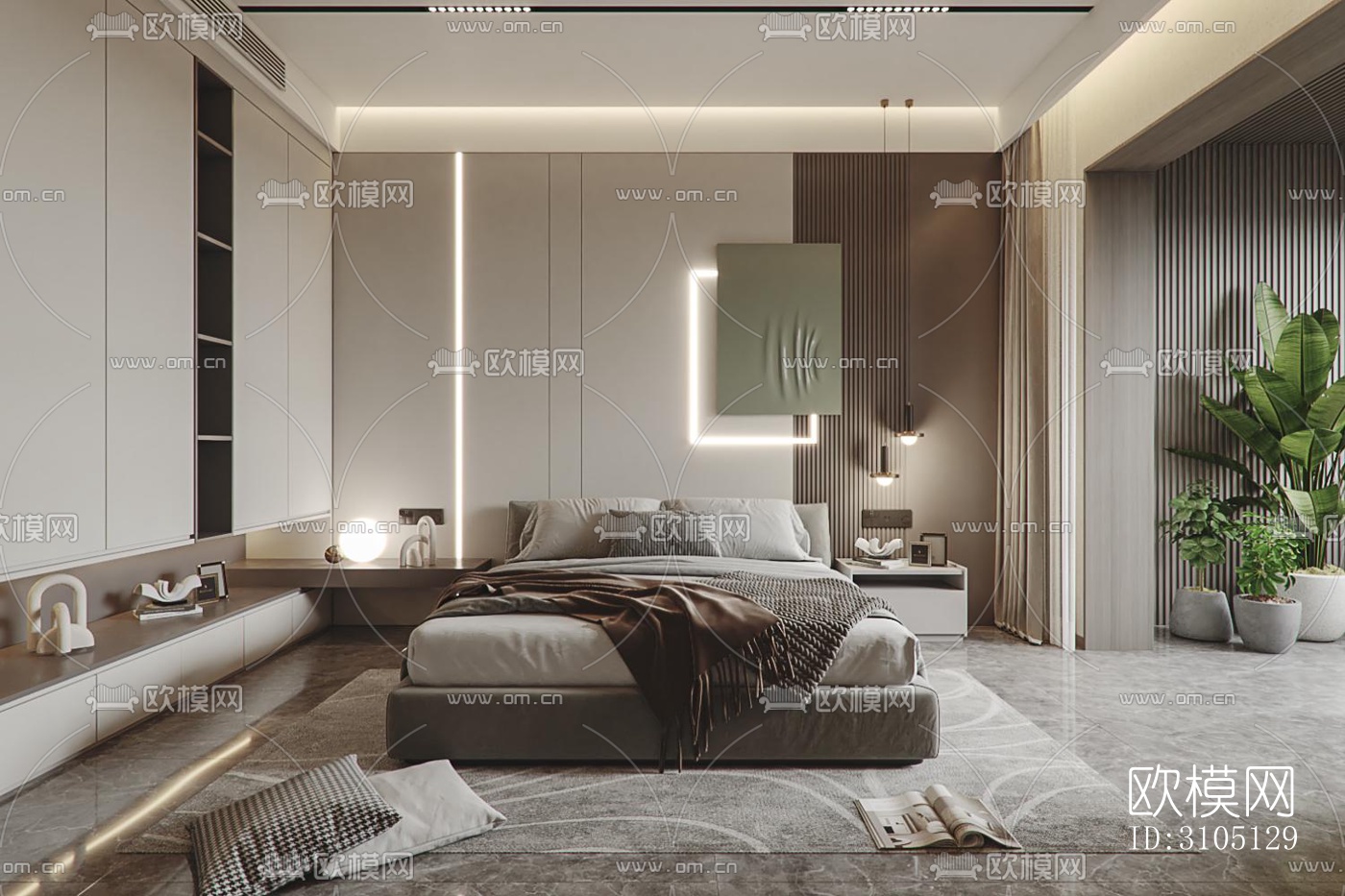 现代平层效果图下载（渲染图3）