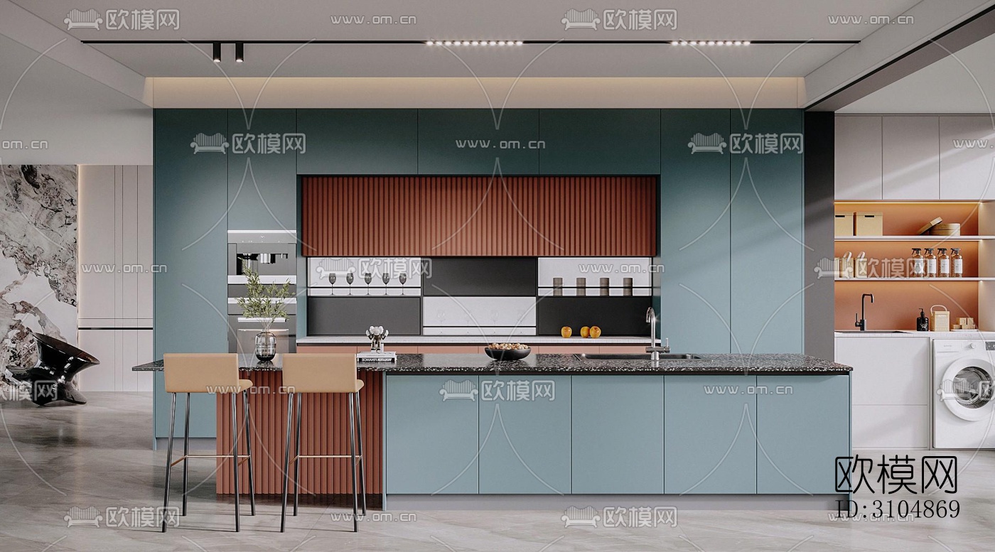 北欧厨房效果图下载（渲染图1）
