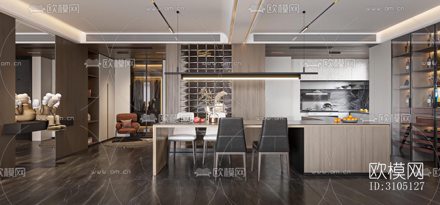 现代平层效果图下载（渲染图8）