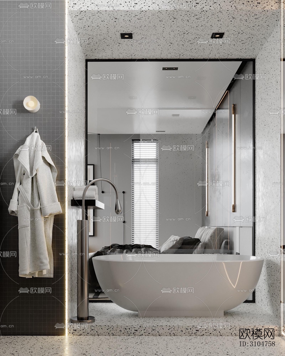 高级灰卫生间效果图下载（渲染图3）