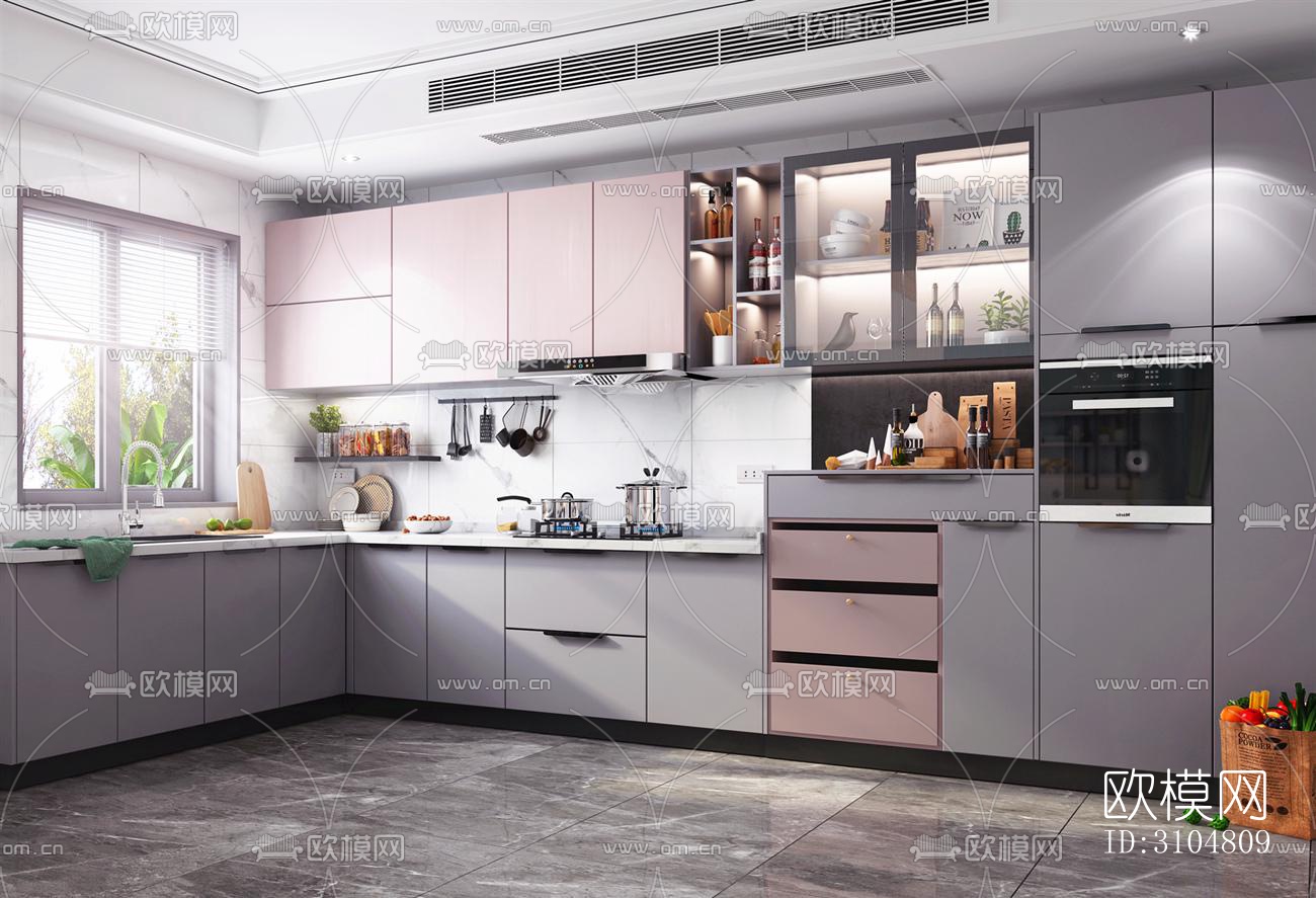 北欧厨房效果图下载（渲染图5）