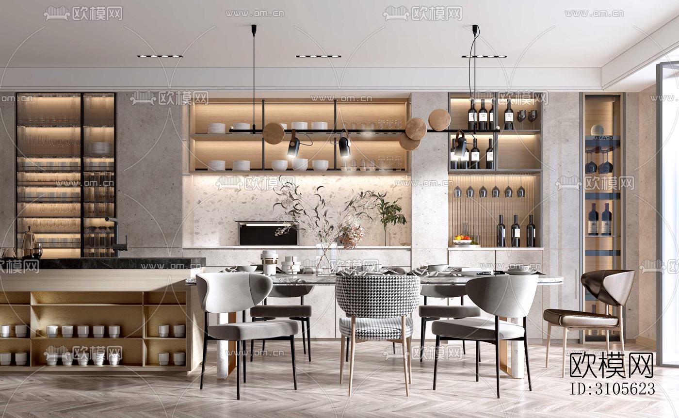 现代餐厅效果图下载（渲染图4）