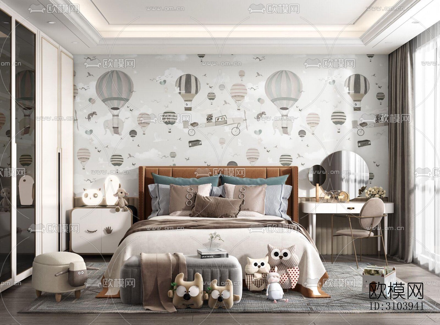 欧式儿童房效果图下载（渲染图4）