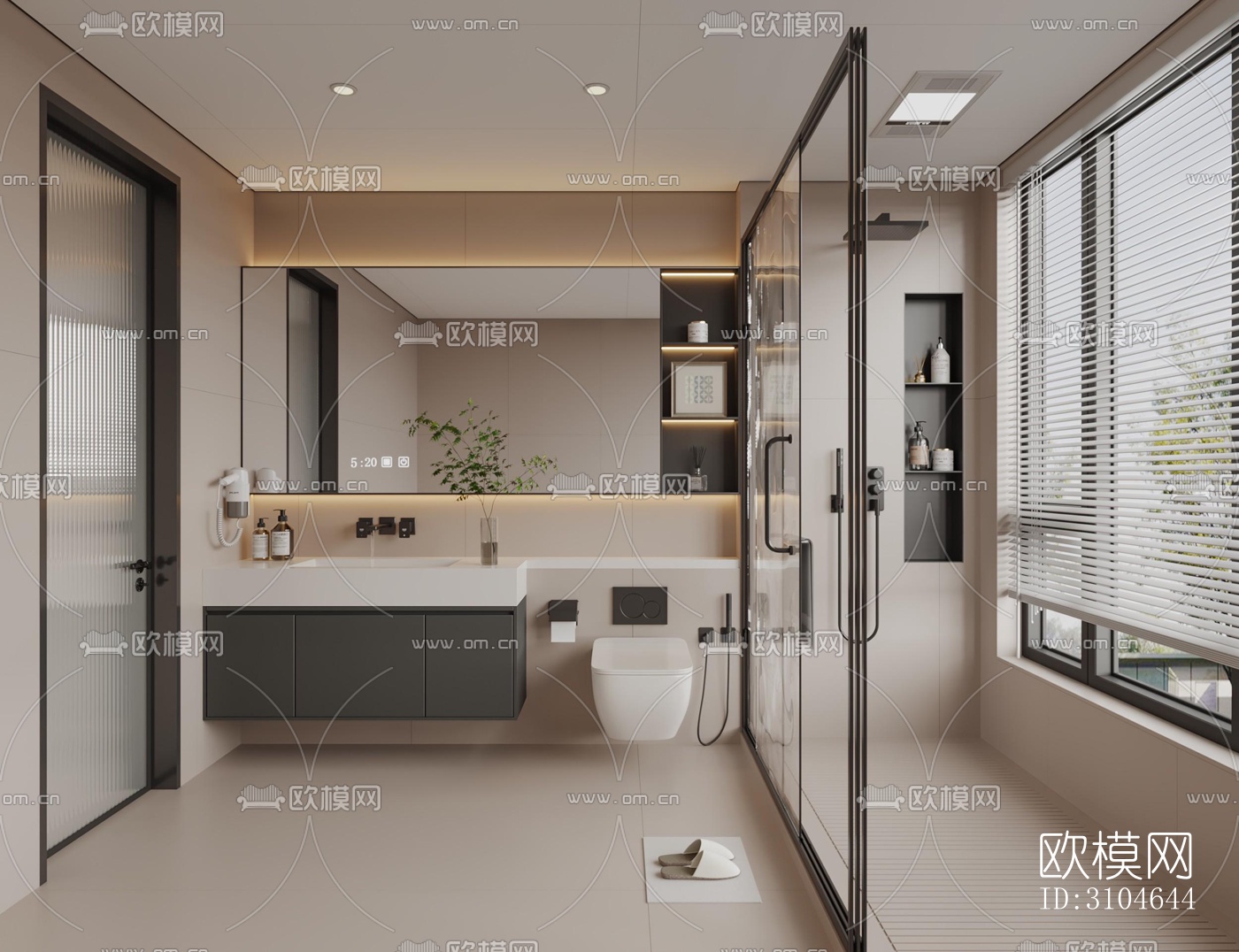 现代卫生间效果图下载（渲染图2）