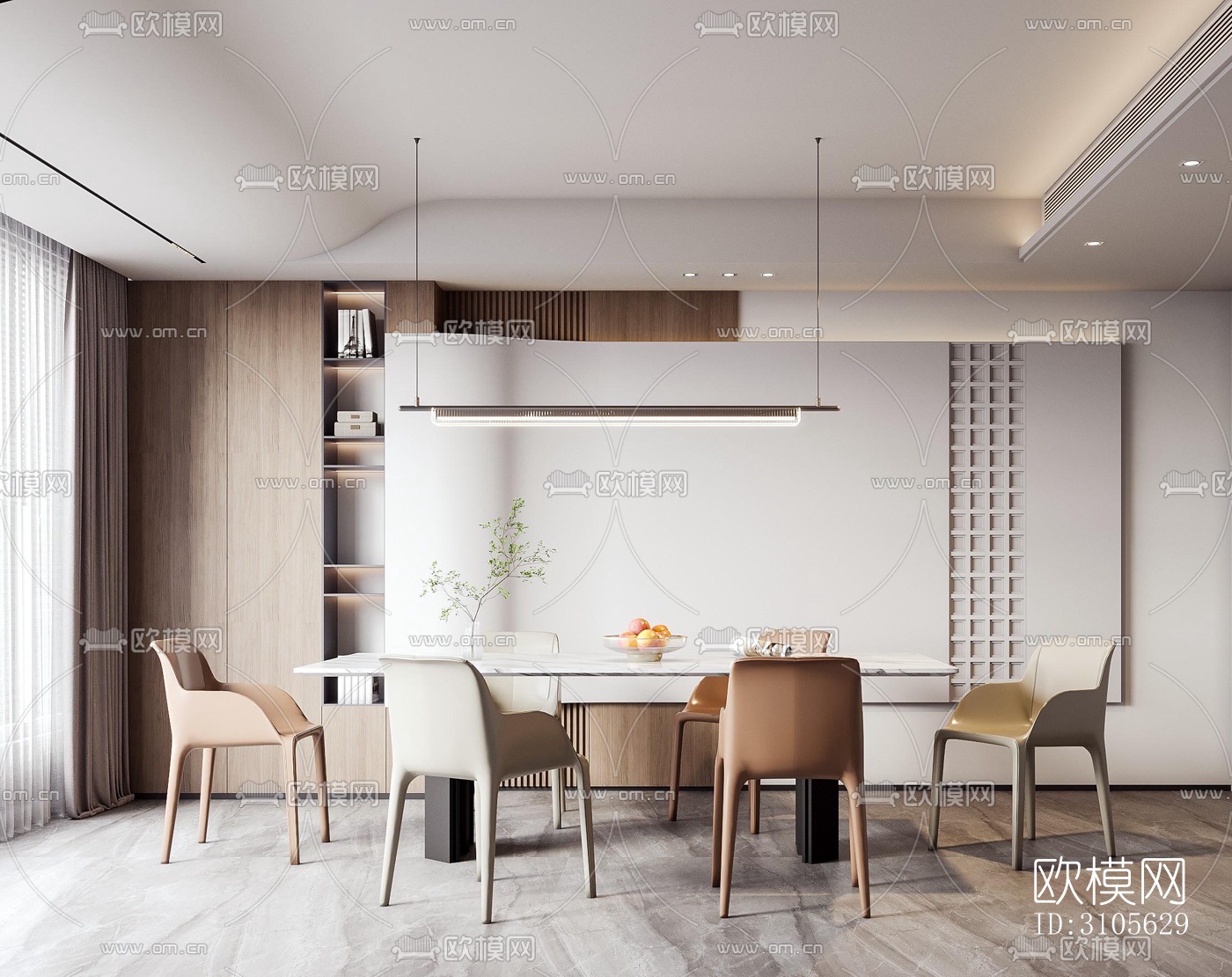现代餐厅效果图下载（渲染图1）