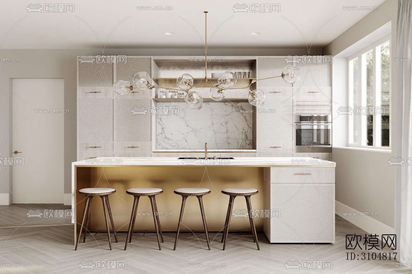 北欧厨房效果图下载（渲染图3）