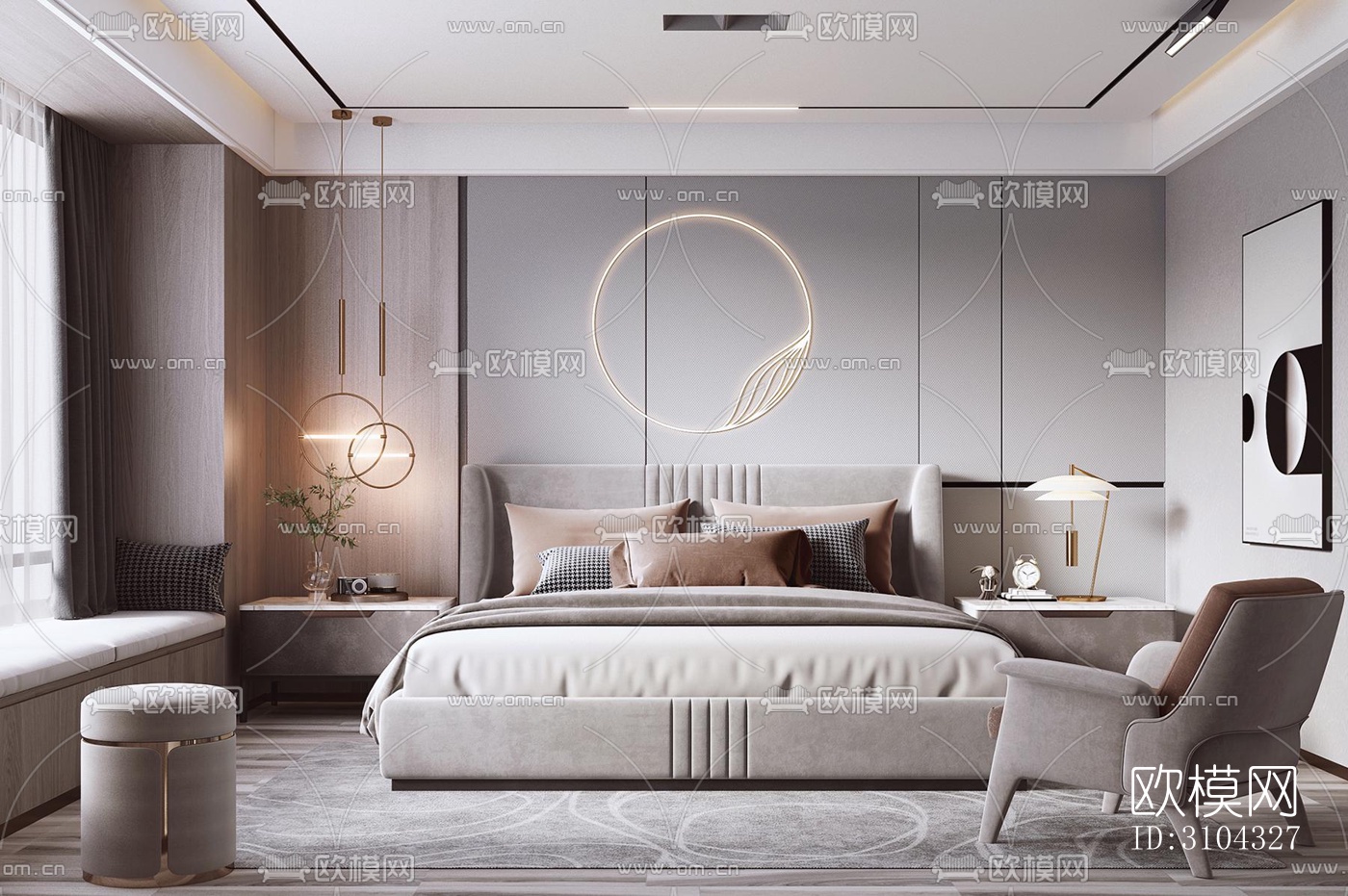 现代卧室效果图下载（渲染图3）