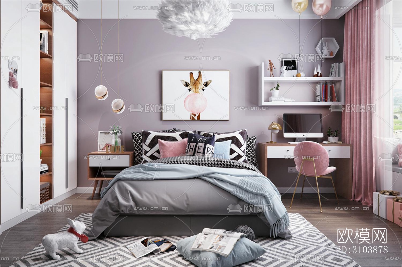 北欧儿童房效果图下载（渲染图3）