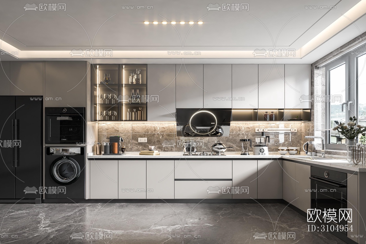 现代厨房效果图下载（渲染图5）