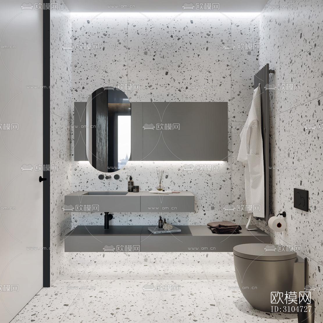 现代卫生间效果图下载（渲染图1）