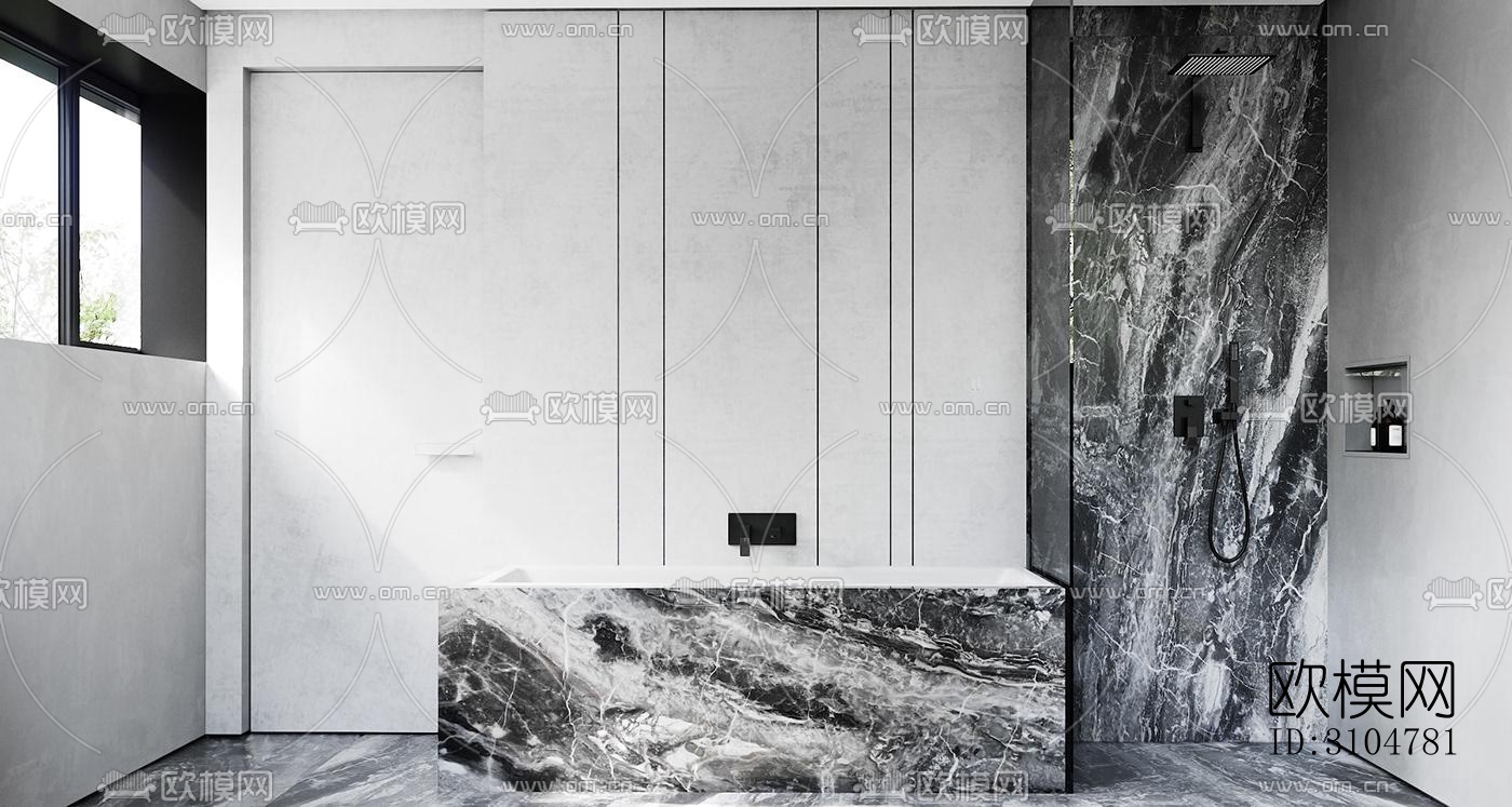高级灰卫生间效果图下载（渲染图2）