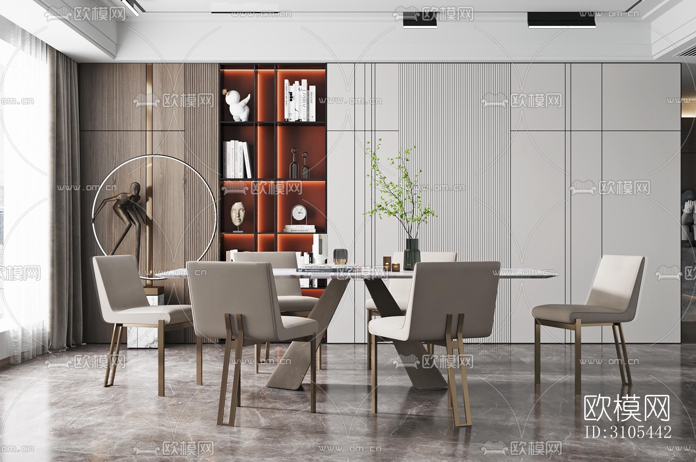 现代餐厅效果图下载（渲染图3）