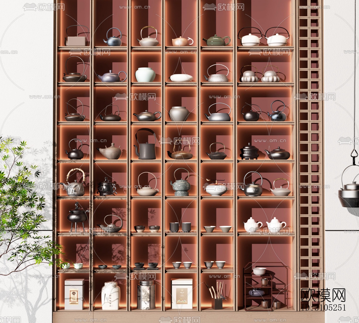 新中式茶室效果图下载（渲染图2）