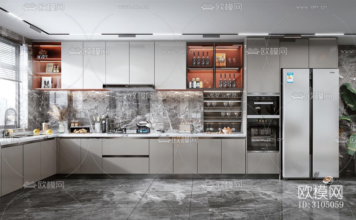 现代厨房效果图下载（渲染图5）