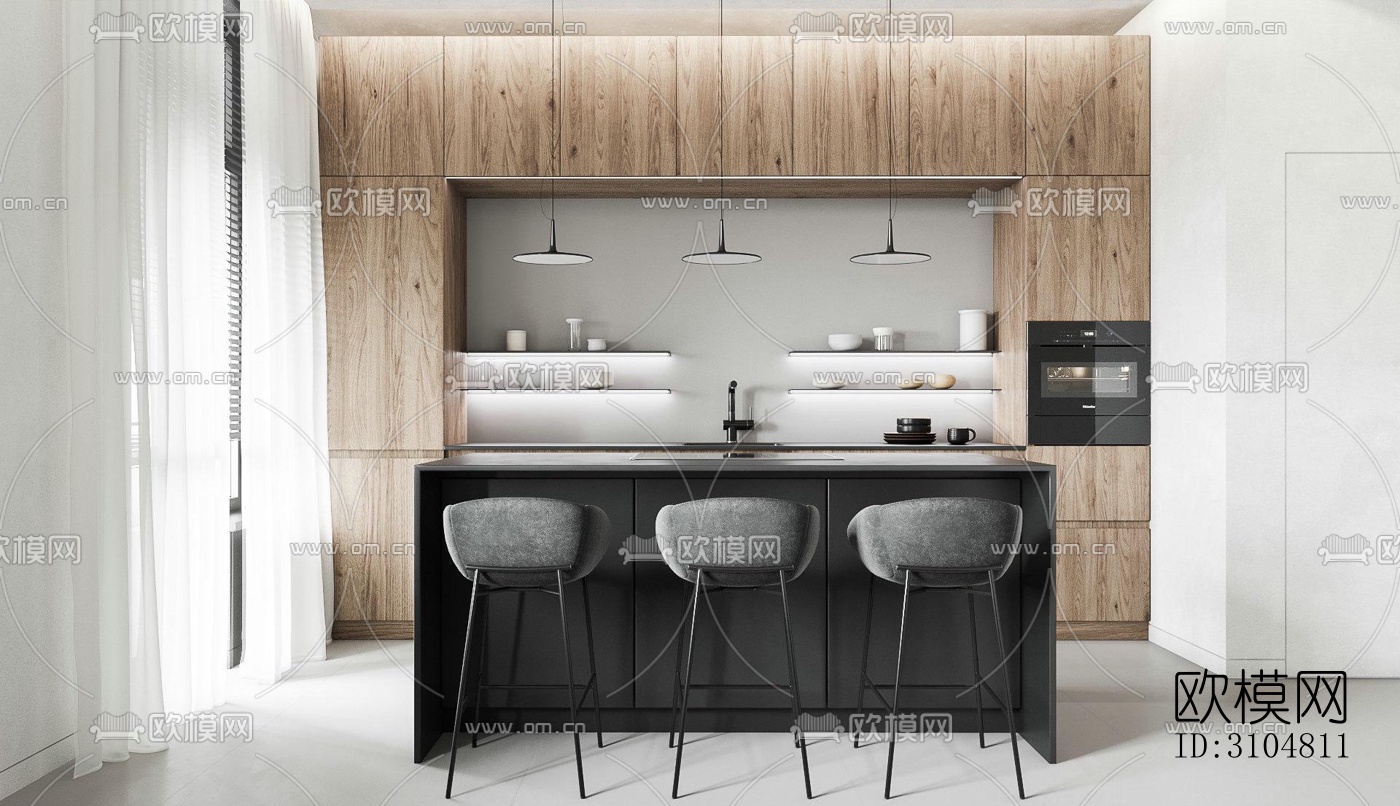 北欧厨房效果图下载（渲染图4）
