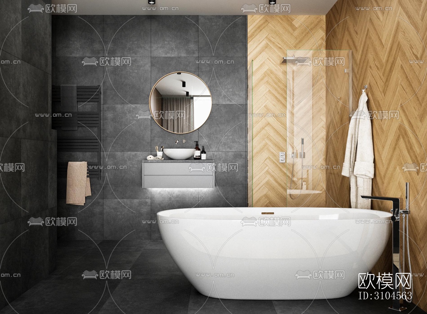 日式卫生间效果图下载（渲染图1）