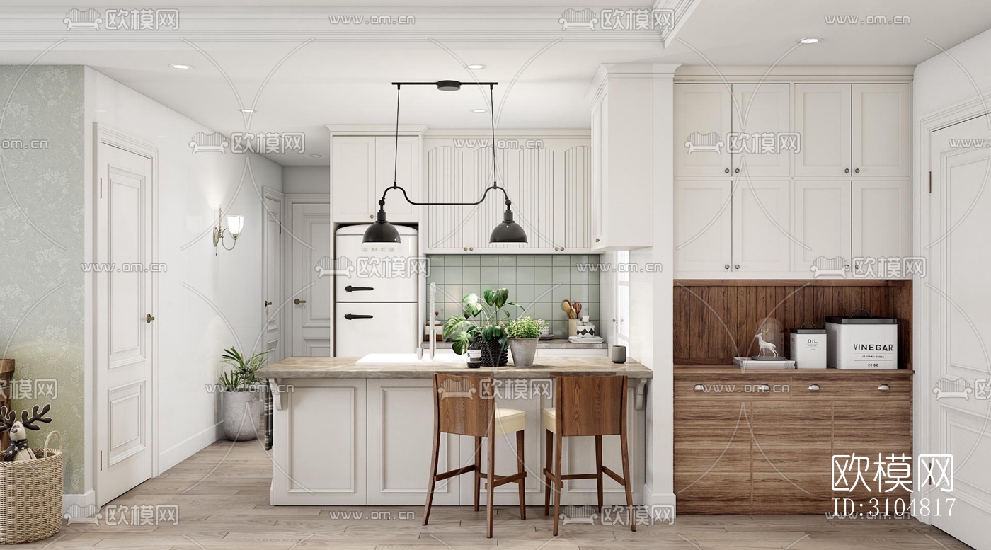 北欧厨房效果图下载（渲染图5）