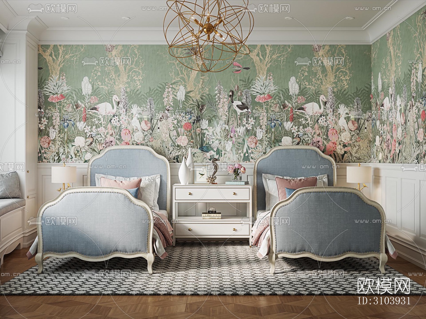 欧式儿童房效果图下载（渲染图2）