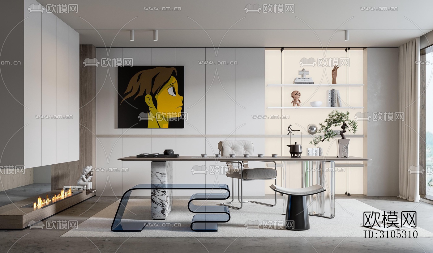 现代茶室效果图下载（渲染图3）