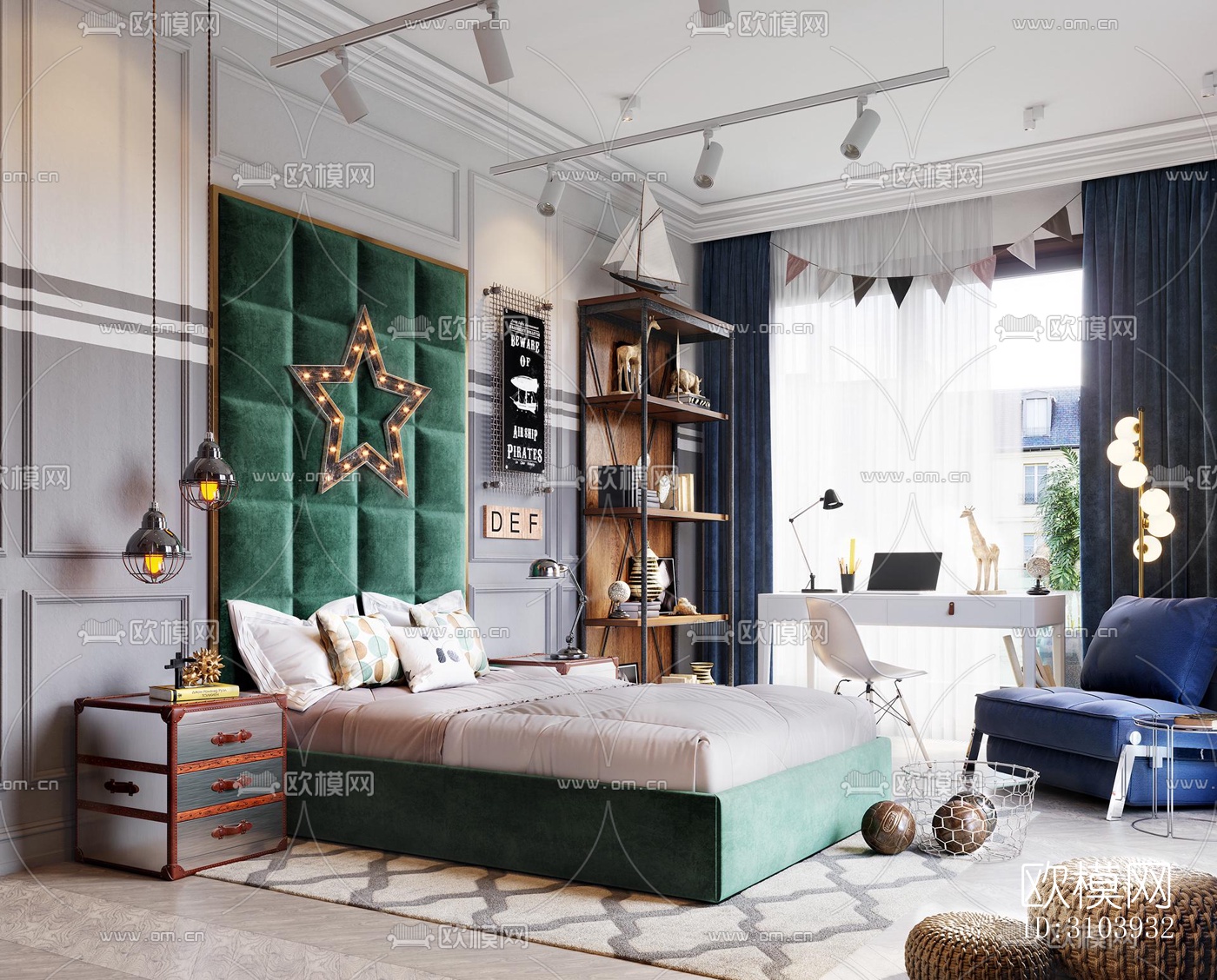 欧式儿童房效果图下载（渲染图3）