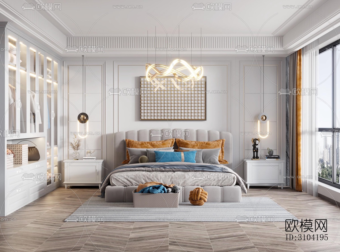 欧式卧室效果图下载（渲染图1）