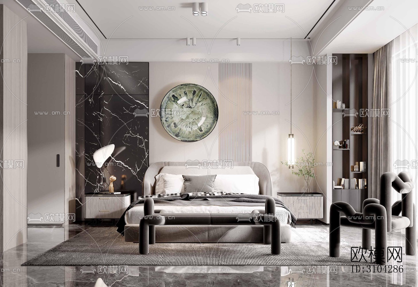 现代卧室效果图下载（渲染图2）