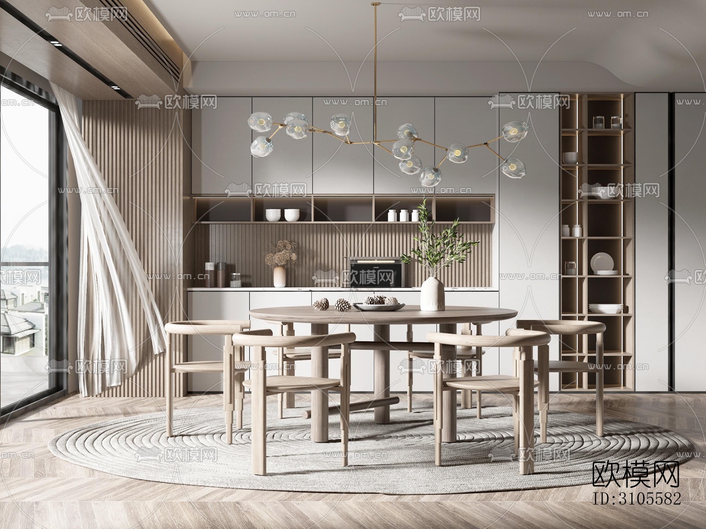 现代餐厅效果图下载（渲染图1）