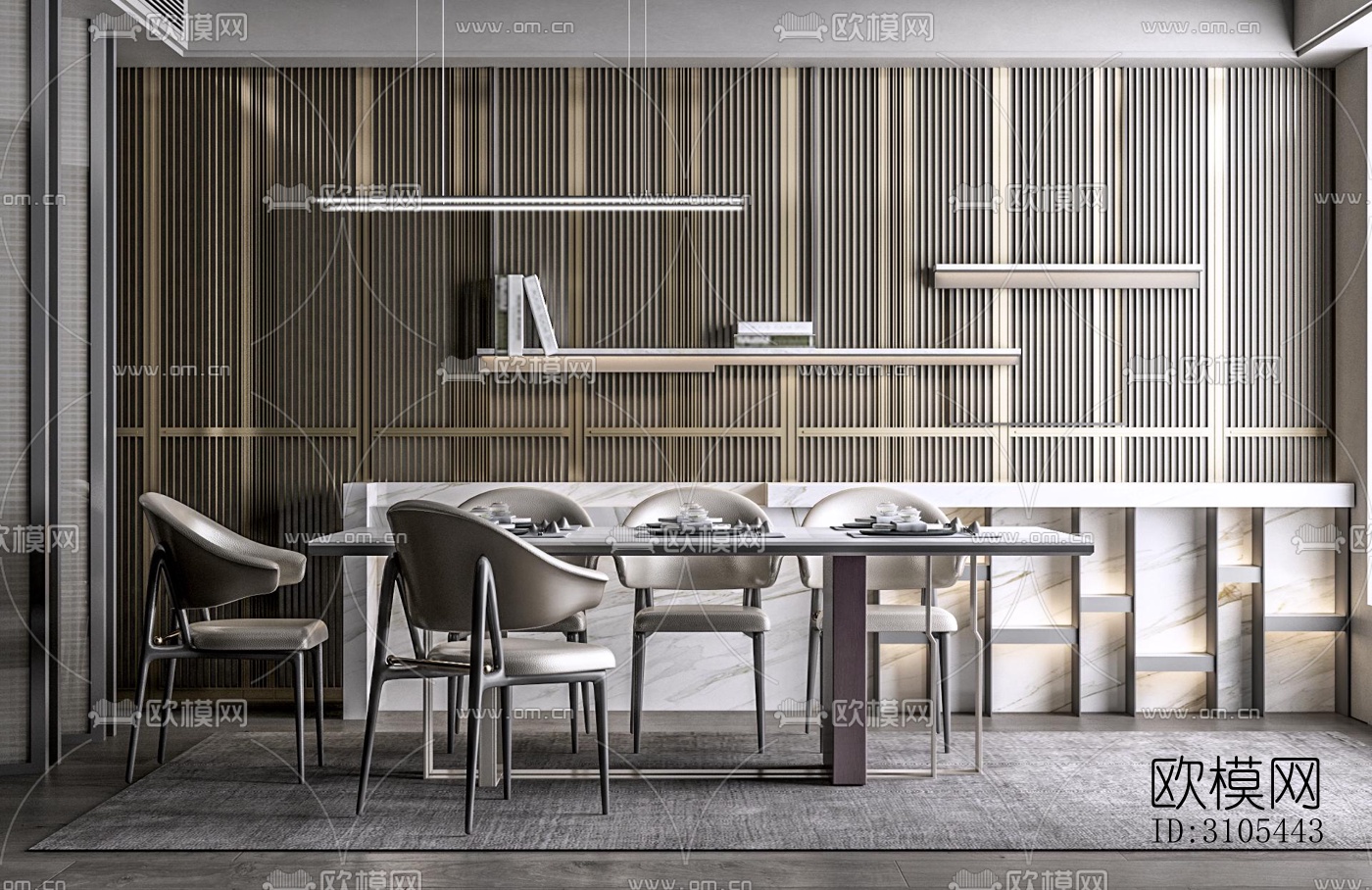 现代餐厅效果图下载（渲染图5）
