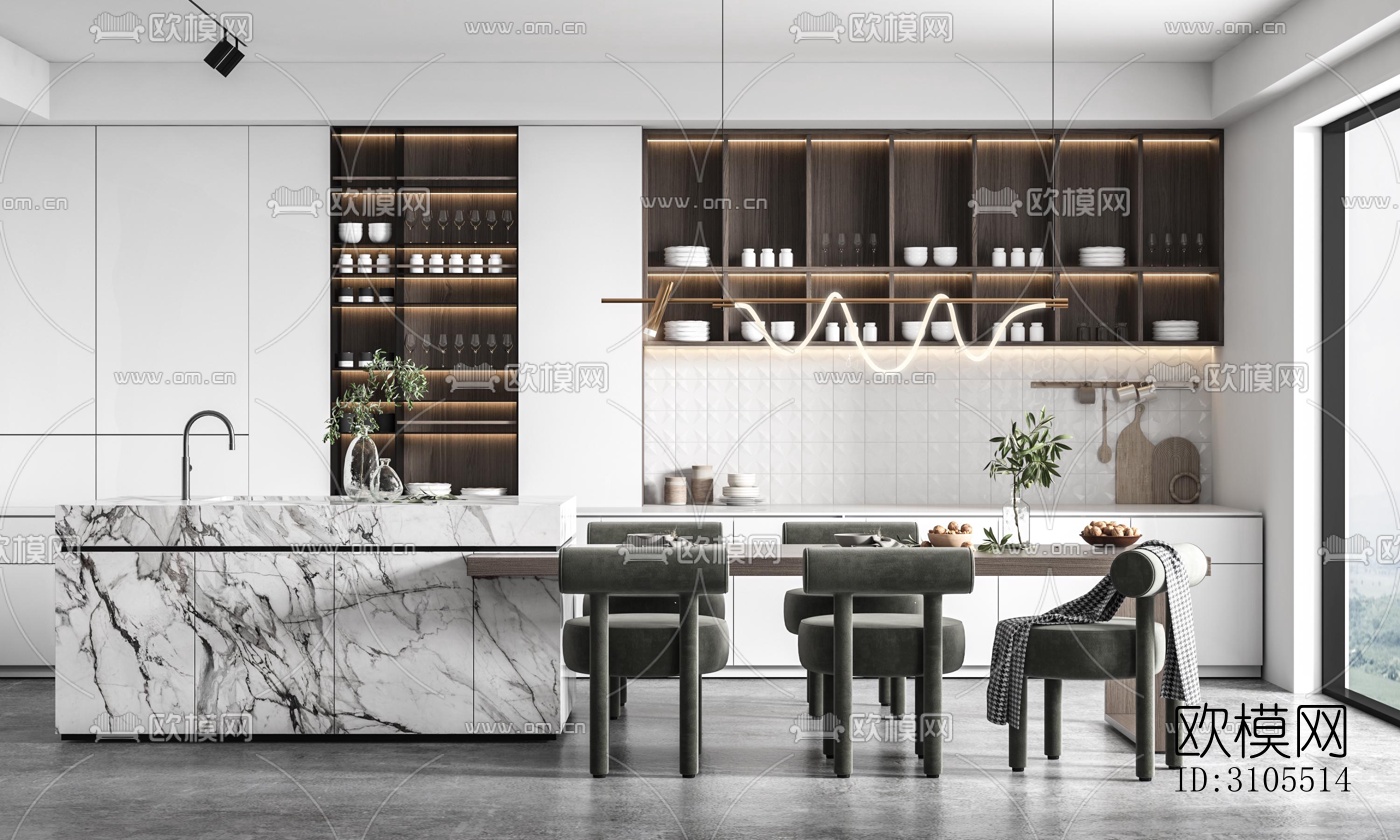 现代餐厅效果图下载（渲染图3）