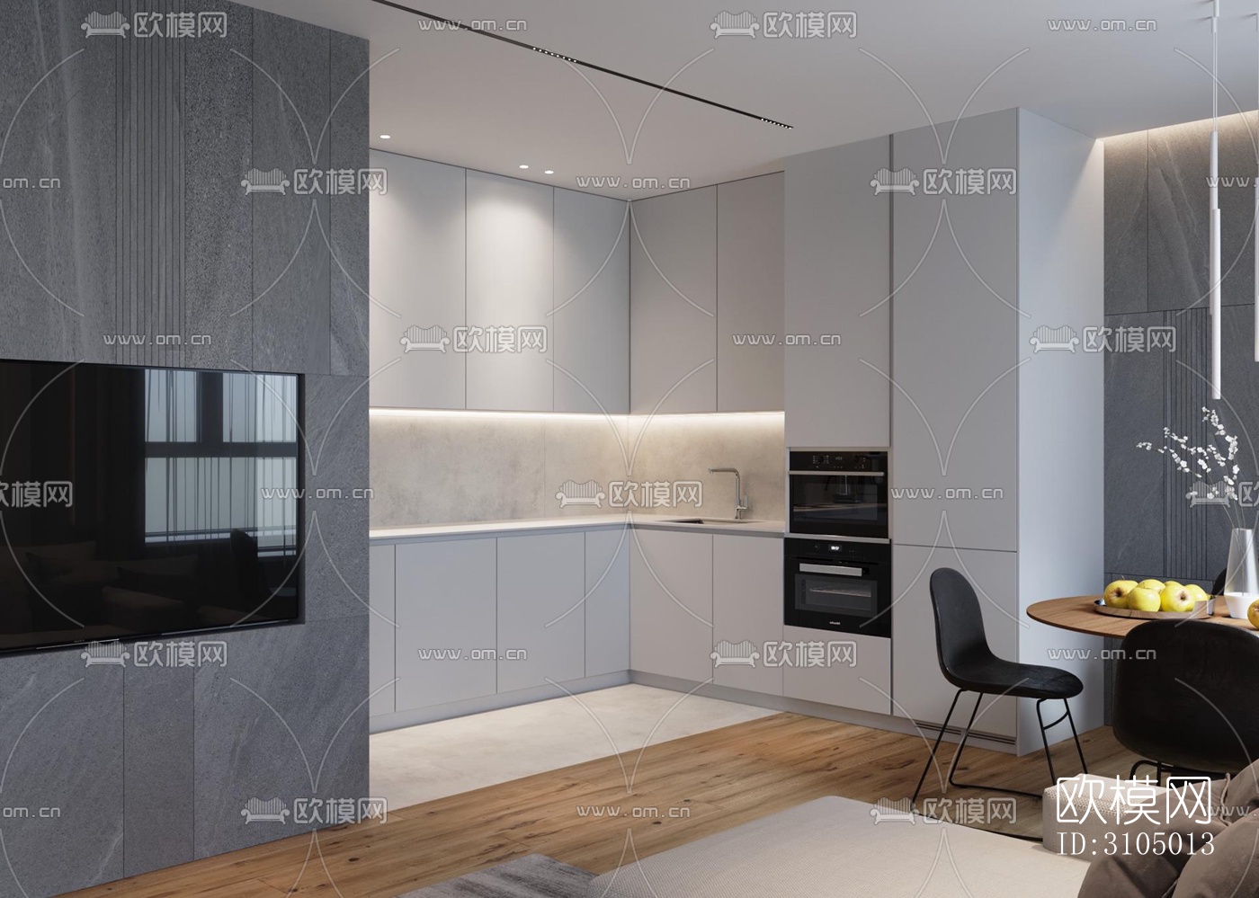 现代厨房效果图下载（渲染图3）