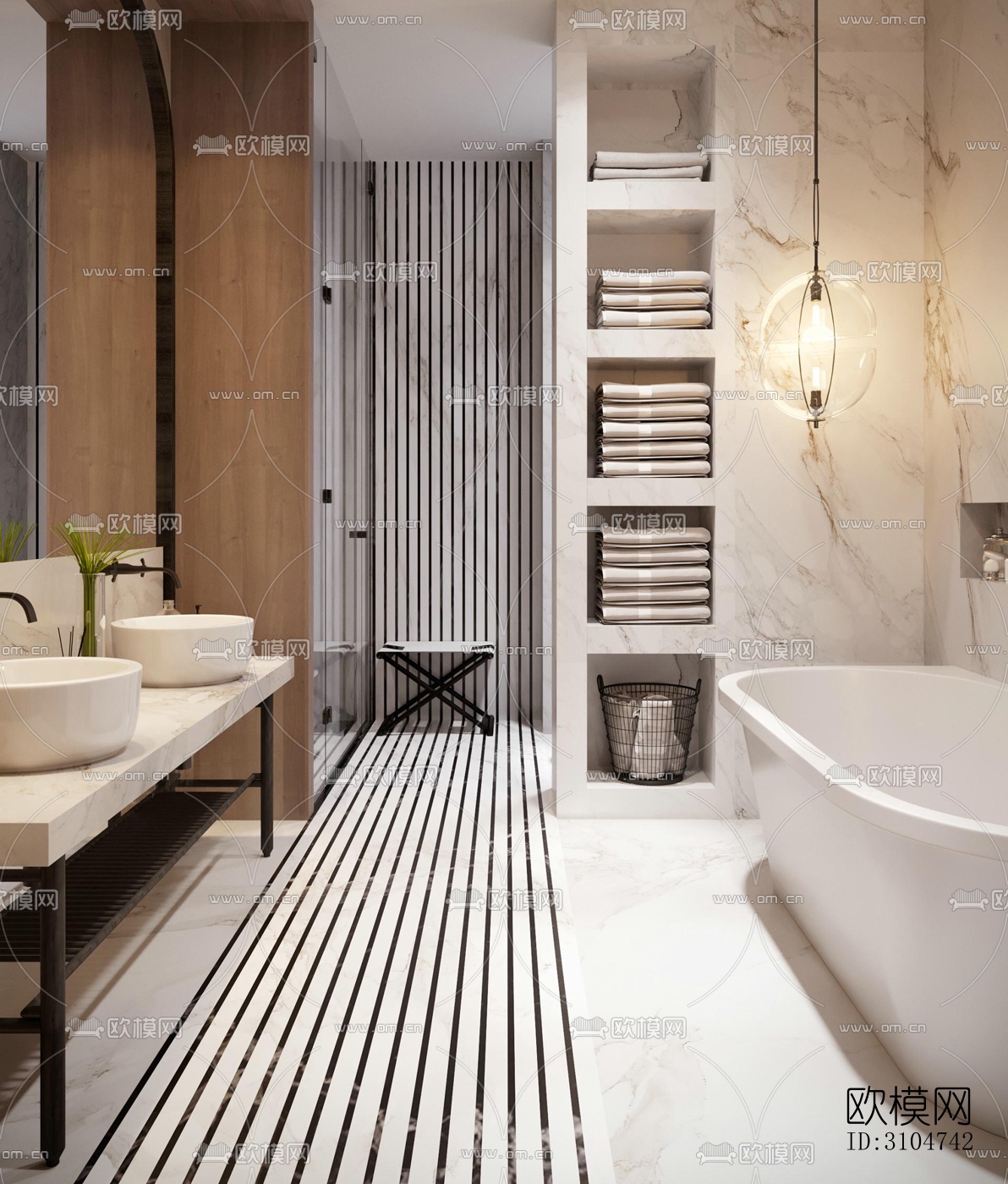 现代卫生间效果图下载（渲染图3）