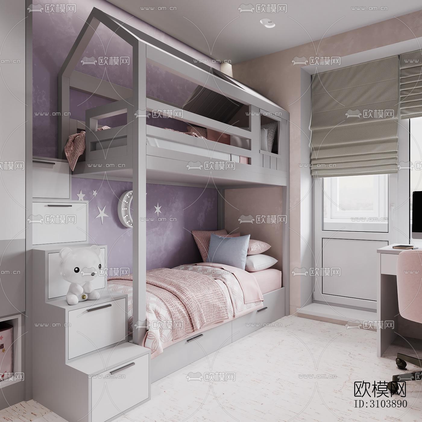 北欧儿童房效果图下载（渲染图4）