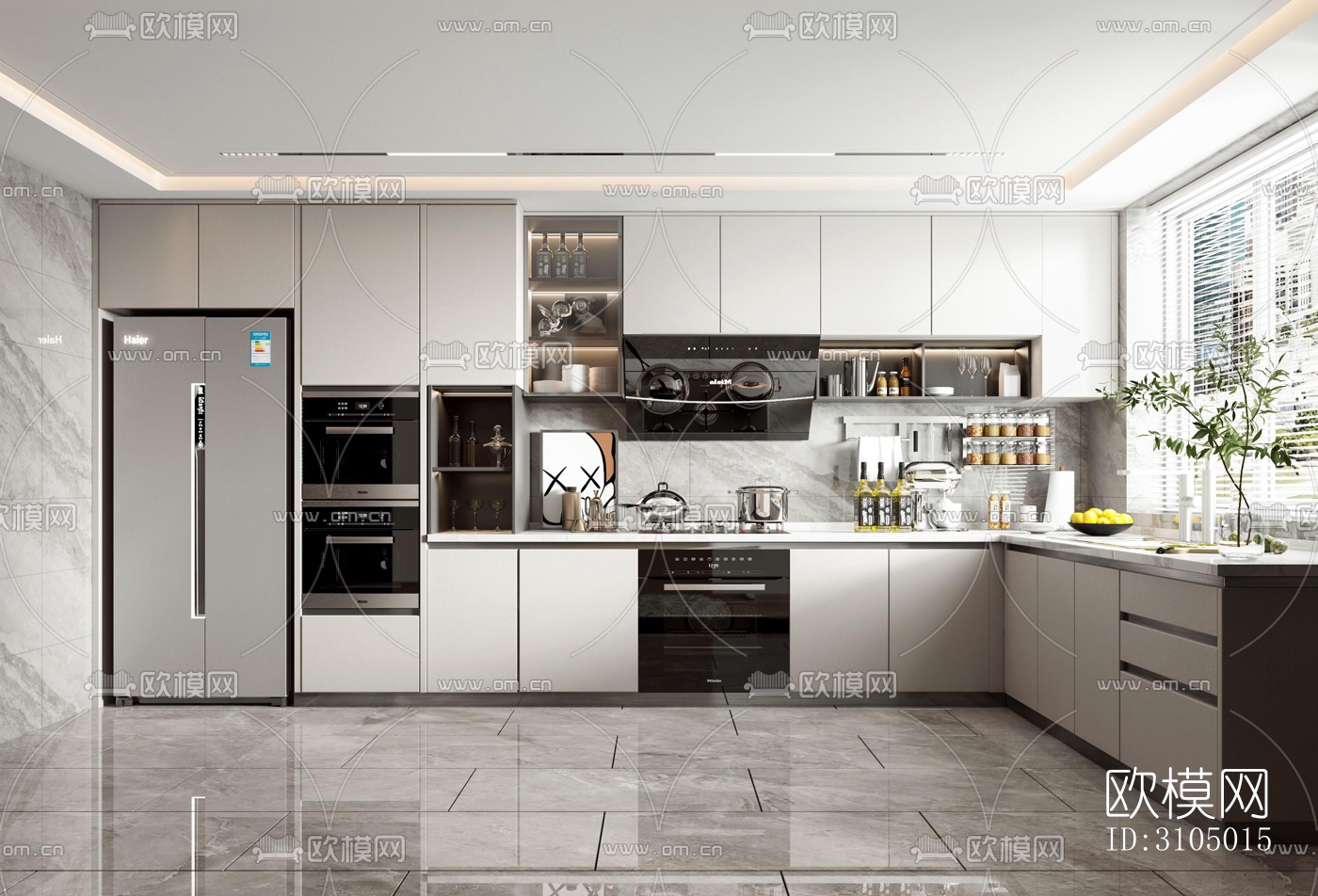 现代厨房效果图下载（渲染图4）