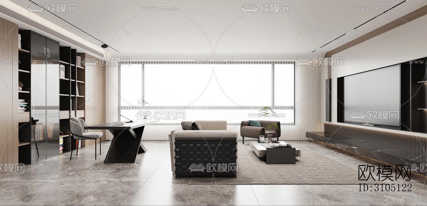 现代平层效果图下载（渲染图10）