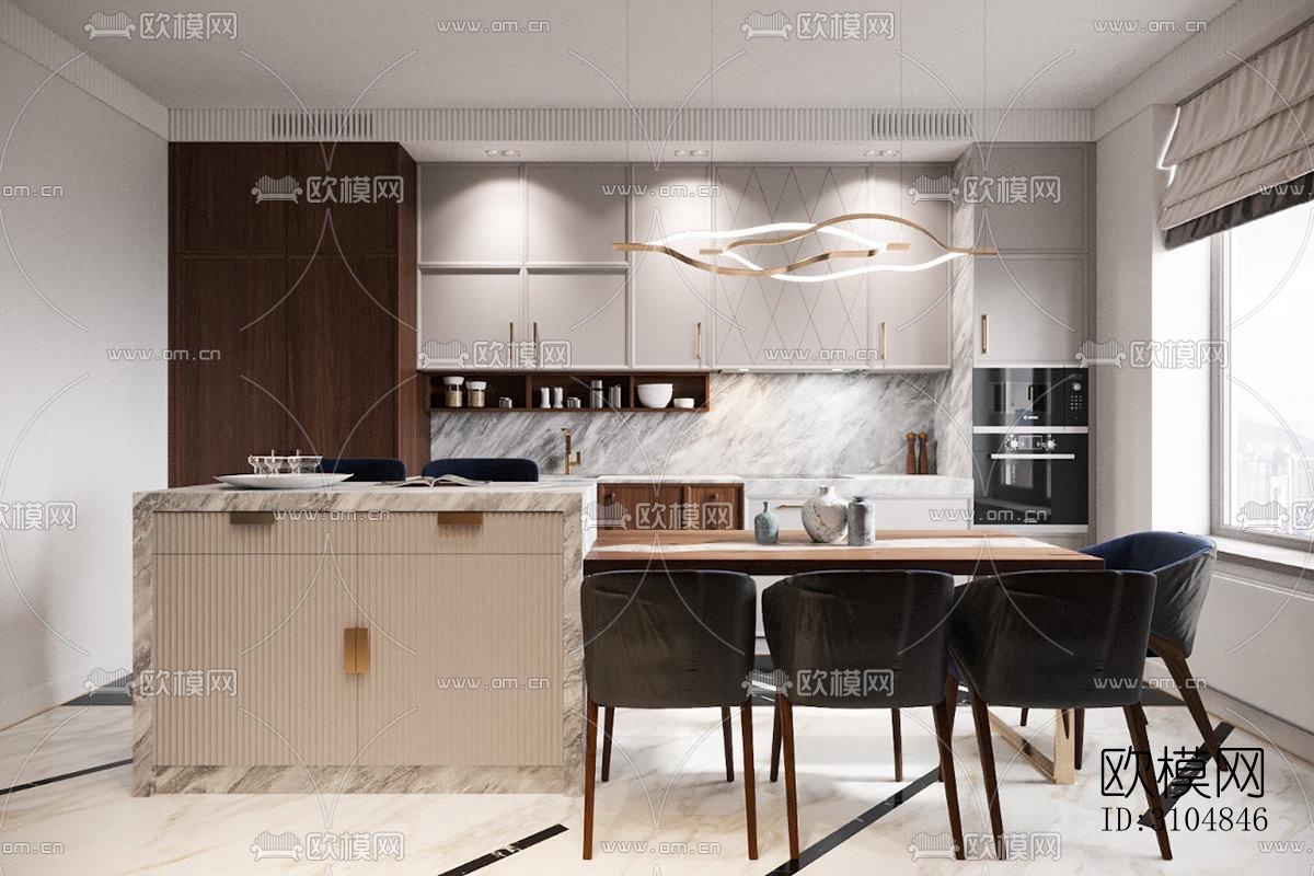北欧厨房效果图下载（渲染图1）