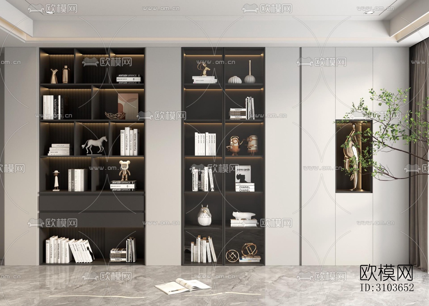 现代书房效果图下载（渲染图2）