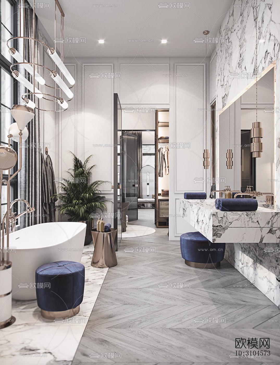 法式卫生间效果图下载（渲染图1）
